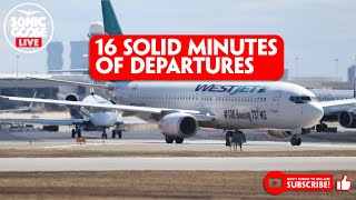 16 Solid Minutes of Departures off 23 at Toronto Pearson YYZ [upl. by Mikes]