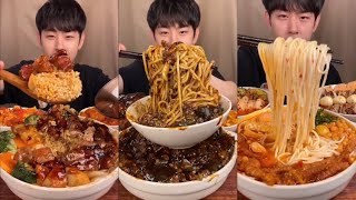 xiaowuasmr SPICY CHINESE FOOD BOIL SHIMPMIXEDRICE BLACK BEAN HOT POT BEEF BELLY EATING MUKBANG [upl. by Ansilme]