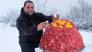 Huge Turkish Pizza with Meat I Want To Eat Right From The Oven [upl. by Grae]