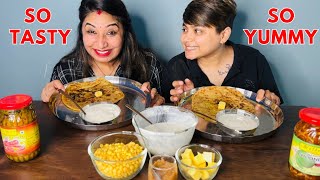 Aaloo Ka Paratha And Boondi Raita  ​⁠YashalsMukbang [upl. by Fagen95]