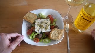 Greek Food Taste Test  Greek Salad amp Retsina  Food amp Drink [upl. by Sidonnie526]