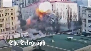 Ukraine war CCTV captures Russian missile strike on Kyiv in New Years Eve attacks [upl. by Florrie]