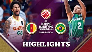 Cameroon 🇨🇲 beat Brazil 🇧🇷 in a thriller both qualify for semis  Highlights  FIBA OQT 2024 Latvia [upl. by Ayikan]