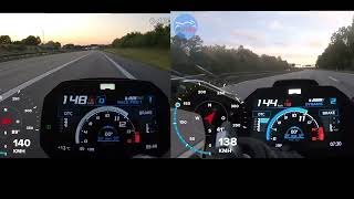 BMW M1000RR 212hp vs BMW M1000R 210hp acceleration GPS comparison [upl. by Avivah]