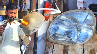 Genius Technique of Polishing an Old Car Headlights  How to Clean Foggy and Cloudy Car Headlight [upl. by Esta206]