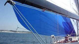 Gybing an Assymmetrical Spinnaker on quotthe Outsidequot [upl. by Eitsim]