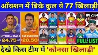 IPL Auction 2024  All Sold Players Final List  IPL 2024 All Sold Players  IPL 2024 All Team Squad [upl. by Anhaj]