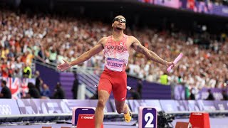 Canada wins Men’s 4x100m Relay Gold at Paris Olympics  Canada 4x100 Relay won by Andre de Grasse [upl. by Innej]