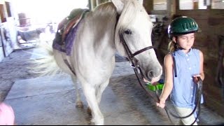 First Horseback Riding Lesson at a New Stable  Crazy8Family [upl. by Audra]