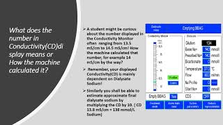 Dialysate ConductivityCD CalculationBy HD Machine [upl. by Eadrahs]