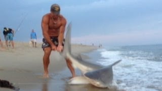 Man Wrestles Shark With Bare Hands Caught on Tape  Good Morning America  ABC News [upl. by Kilam]