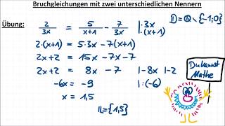 Bruchgleichung lösen 4 – Übung 2 Bruchgleichungen mit zwei unterschiedlichen Nennern [upl. by Repmek222]