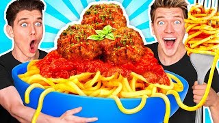 GIANT FOOD CHALLENGE 2 w 100lbs Spaghetti amp Meatballs Plus How To Make Funny Frozen Foods [upl. by Aileon940]