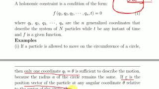 Lecture 12 Classical Mechanics Holonomic and Nonholonomic Constraints [upl. by Nadean]