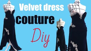 Couture facile  Projet DIY Robe de Soirée en Velours [upl. by Airrej]