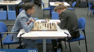 Anish Giri defeats Magnus Carslen after 12 years  Tata Steel Chess 2023 [upl. by Lalla]