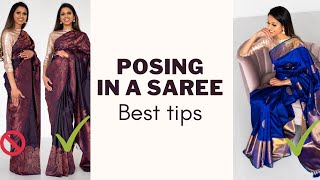 How to Pose in a Saree  Saree Poses for Photoshoot  How to wear Saree for Beginners  Tia Bhuva [upl. by Scott192]