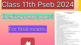 class 11th pseb chemistry sample paper 2024 [upl. by Tratner547]