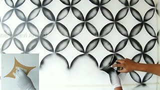 WALL PAINTING 3D DESIGN  using BLACK SPRAY [upl. by Acnaiv]