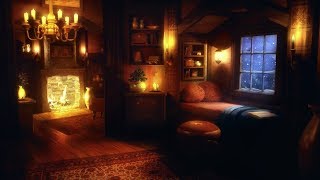 Cozy Winter Ambience  Blizzard Heavy Snowstorm Wind Sounds and Fireplace for Relaxation [upl. by Sevik]