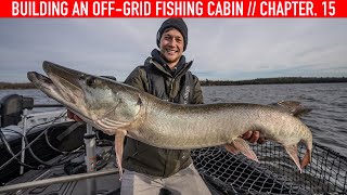 His First Musky And We Have Solar Power  Building An Off Grid Fishing Cabin  Chapter 15 [upl. by Oberheim]