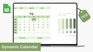 How to make an Dynamic Calendar in google sheets  Free Template Level 2 [upl. by Bradney258]