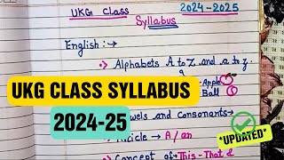 UKG Class SYLLABUS 202425  UPDATED Hindi • English • Math • EVS • RPS Teaching [upl. by Hayidah]