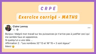 Exercice corrigé  PUISSANCES — MATHS CRPE [upl. by Orlena]