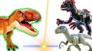 Jurassic world Line up Indominus Rex Pyroraptor Spinosaurus Therizinosaurus Tyrannosaurus REX [upl. by Melony233]