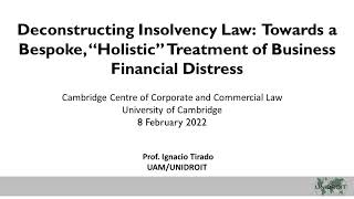 Deconstructing Insolvency Law Towards a Bespoke Treatment of Business Financial Distress 3CL [upl. by Panther56]