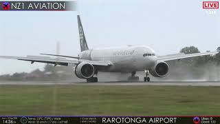 NZ B777300ER Arrival amp Departure  RAR  Cook Islands [upl. by Greenfield]