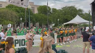 Baylor cheerleaders perform at Baylor Bears parade [upl. by Rheba]