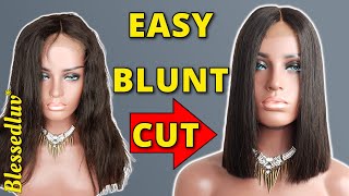 DIY Secret to Cutting the Perfect Blunt Cut on Wigs Everytime [upl. by Suirad]