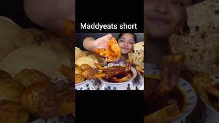 INDIA UNIQUE SPICY MUTTON CURRY  CHICKEN 😋ASMR EATING CHALLENGE maddyeats shorts ‎MaddyEats [upl. by Anoik]