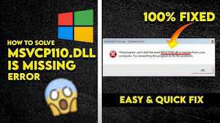How To Solve MSVCP110DLL is missing ERROR [upl. by Chase768]