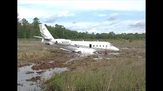 Gulfstream G150 jet N22ST runway overrun at Ridgeland Claude Dean Airport 3J1 South Carolina [upl. by Airb]