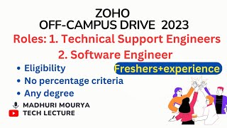 Zoho OffCampus Drive 2023  Zoho hiring for 2 different roles techlecture [upl. by Knudson]