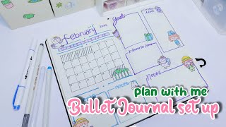 🩷 February 2024 bullet journal set up stiker bujo lucu [upl. by Shwalb295]