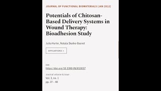 Potentials of ChitosanBased Delivery Systems in Wound Therapy Bioadhesion Study  RTCLTV [upl. by Ayahs]