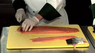 How To Portion Cut Salmon Filet [upl. by Lledualc]