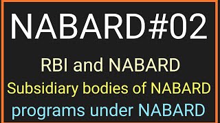 NABARD part 2RBI and NABARD Subsidiaries bodies of NABARD programs under NABARD [upl. by Iretak]