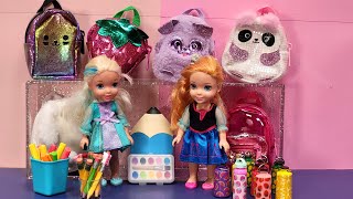 Back to school shopping  Elsa amp Anna toddlers  Barbie dolls  backpack  lunch bag supplies [upl. by Mandler]