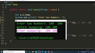 Java program to Swap Two Numbers  Learn Coding [upl. by Koosis108]