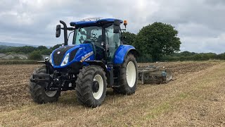 New Holland T6180 Disking Stubble [upl. by Icak970]