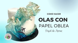 Como hacer cake topper de Olas de Papel Oblea Waves with Wafer Paper [upl. by Peder]