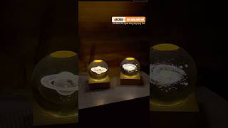 Decorative crystal ball square base creative carving Solar System Moon Saturn Milky Way [upl. by Ydrah]