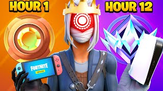 Bronze to UNREAL using EVERY CONSOLE in 12 HOURS Solo Fortnite Ranked [upl. by Nwahsid]