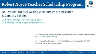 NSF Noyce Proposal Writing Webinar Track 4 Research amp Capacity Building [upl. by Elazaro796]