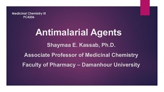 Antimalarial Agents [upl. by Leanne]