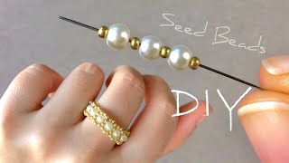 DIY Seed Bead Rings Beaded Rings Tutorial [upl. by Mabel]